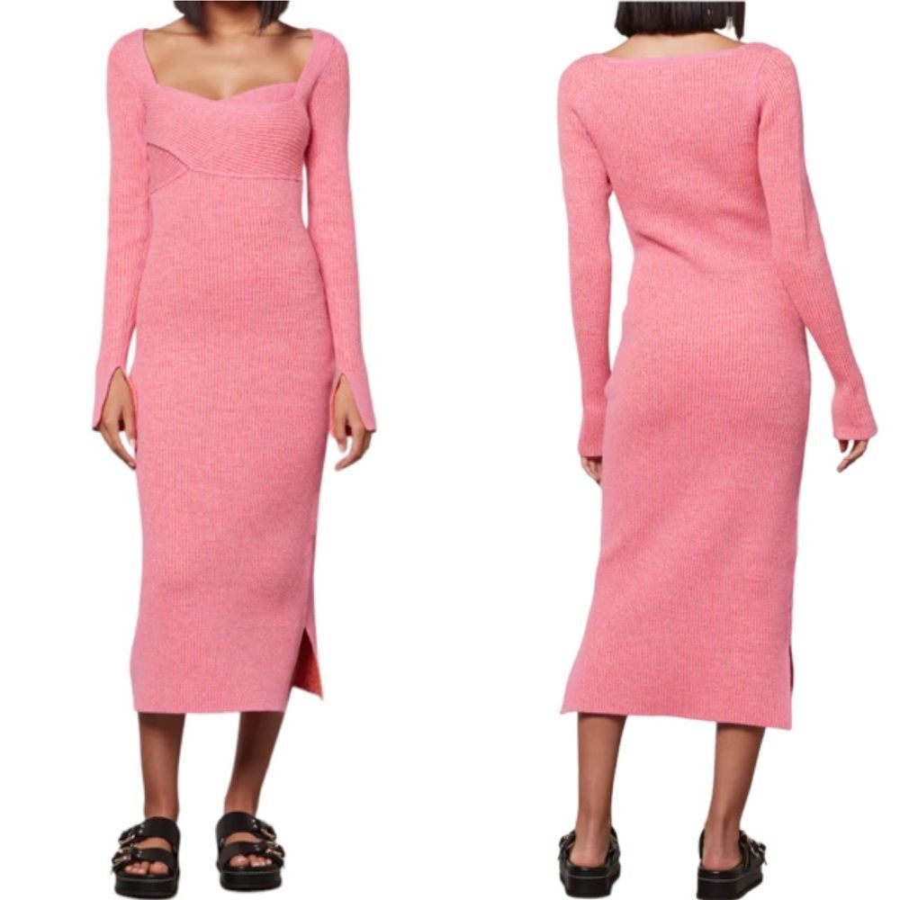 3.1 Phillip Lim Long Sleeve Double Face Ribbed Cross Bodycon Sweater Dress New